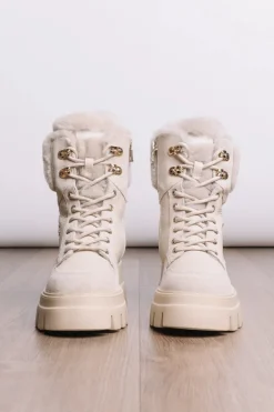 Online Sapporo Mixed Leather Shearling Boots Women Boots & Handbags