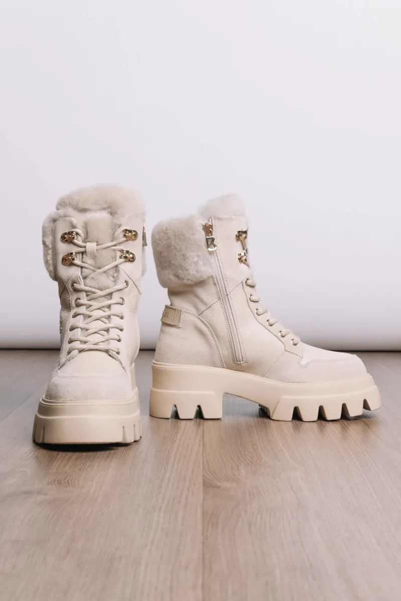 Online Sapporo Mixed Leather Shearling Boots Women Boots & Handbags