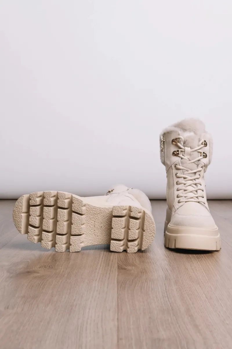 Online Sapporo Mixed Leather Shearling Boots Women Boots & Handbags