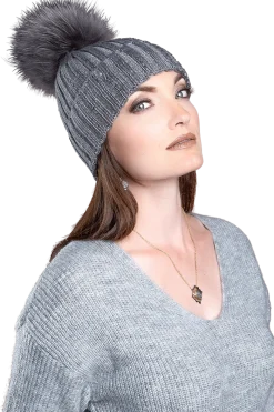 Discount Serena Wool Hat with Detachable Fox Fur Pompom Women Ski Accessories & Gear