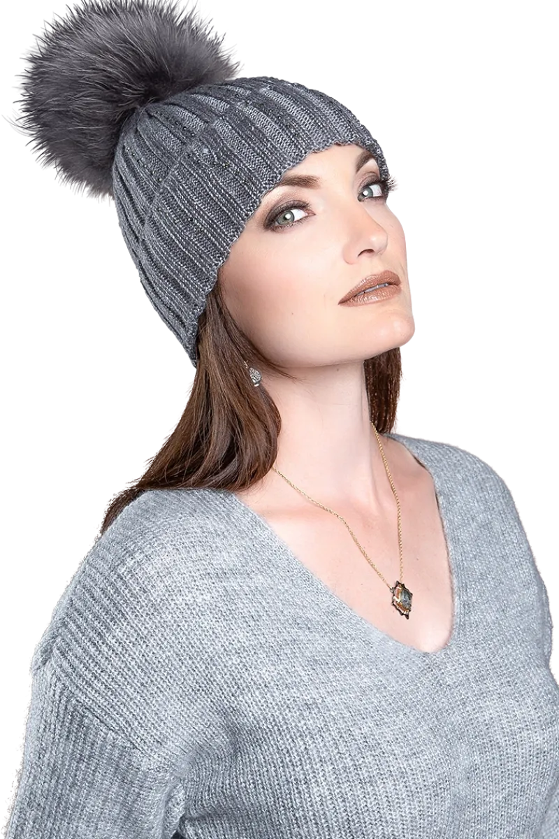 Discount Serena Wool Hat with Detachable Fox Fur Pompom Women Ski Accessories & Gear