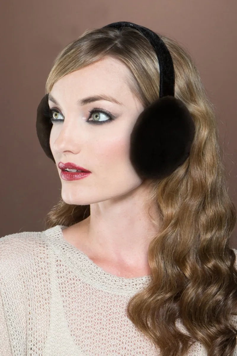 New Sheared Mink Fur Earmuffs Women Headbands & Earmuffs