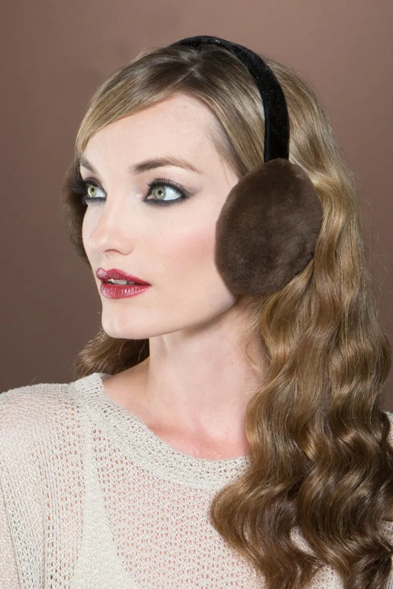 New Sheared Mink Fur Earmuffs Women Headbands & Earmuffs