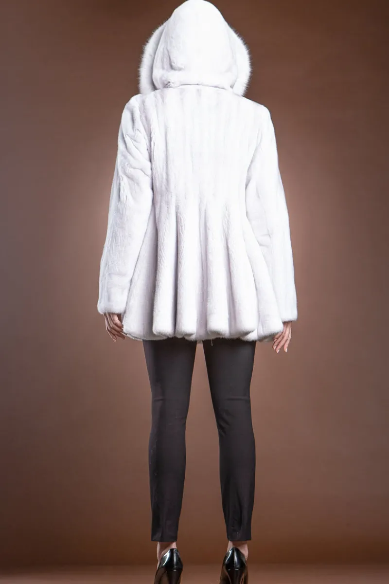 New Mink and Fox Hooded Fur Jacket Women Fur Jackets