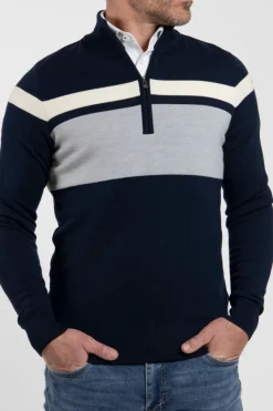 Outlet Stripe Half-Zip Wool Ski Sweater Ski Layers