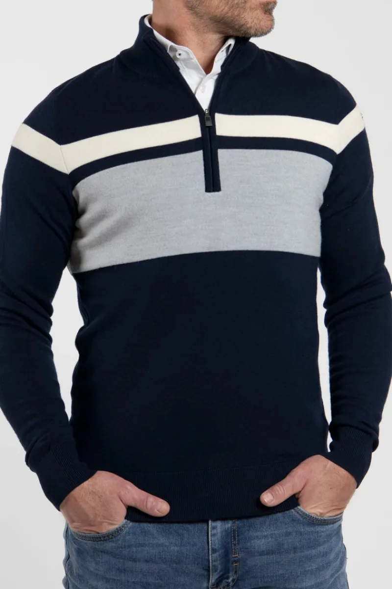Outlet Stripe Half-Zip Wool Ski Sweater Ski Layers