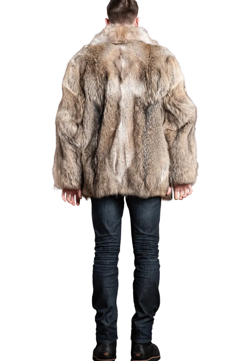 Sale The Terri Men's Natural Coyote Fur Bomber Jacket Furs And Shearlings