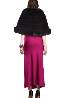 New Traditional Horizontal Mink - Fox Fur Cape Women Bridal Evening Fur|Mink