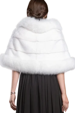 New Traditional Horizontal Mink - Fox Fur Cape Women Bridal Evening Fur|Mink