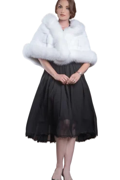 New Traditional Horizontal Mink - Fox Fur Cape Women Bridal Evening Fur|Mink
