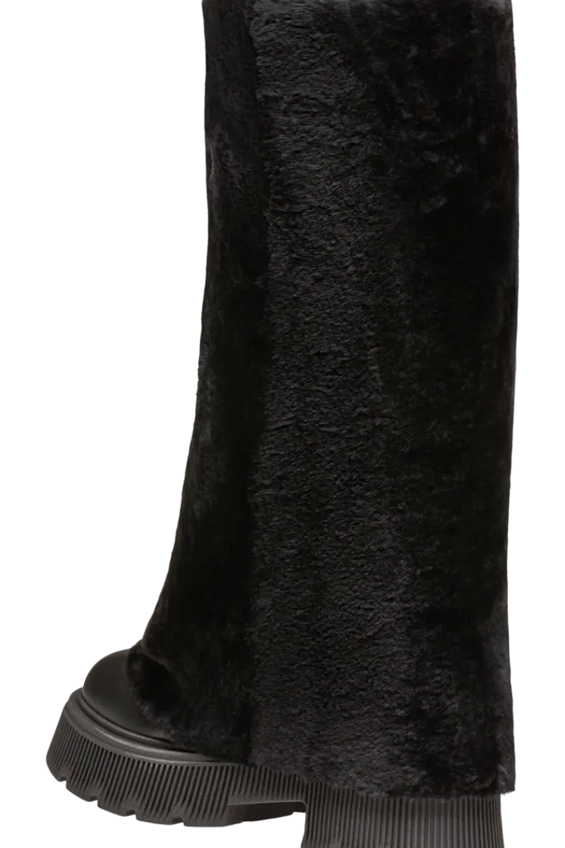 New Turin Grained Leather Tall Shearling Boots Women Boots & Handbags