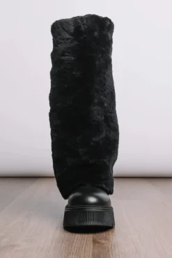 New Turin Grained Leather Tall Shearling Boots Women Boots & Handbags