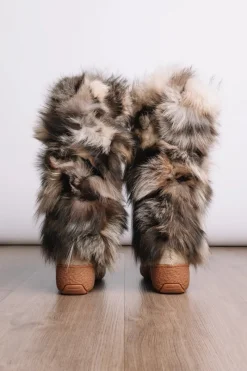 Sale Volpe Tall Patchwork Fox Wool-Lined Fur Boots Women Boots & Handbags