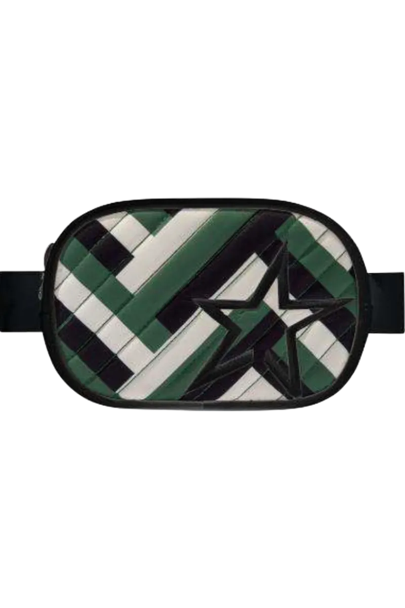 Clearance Waffle Print Star Belt Bag - Green Women Boots & Handbags