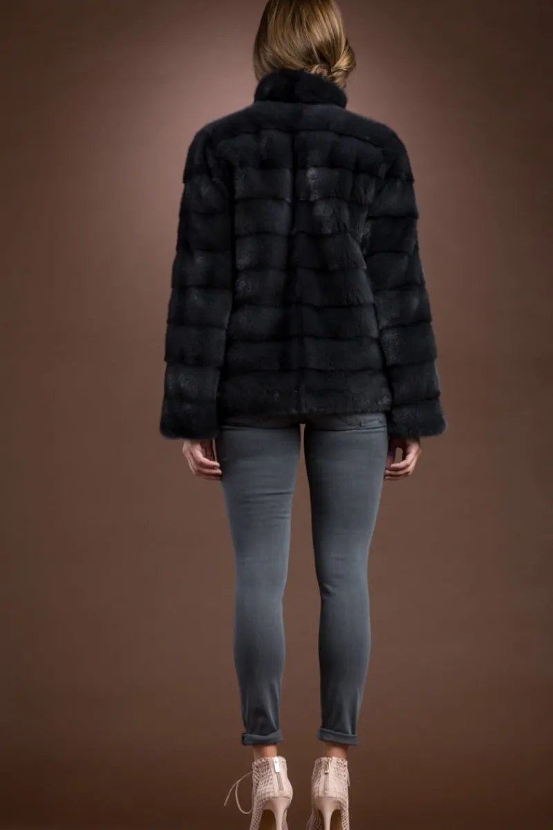 Best Zip Up Horizontal Mink Fur Jacket Women Fur Jackets